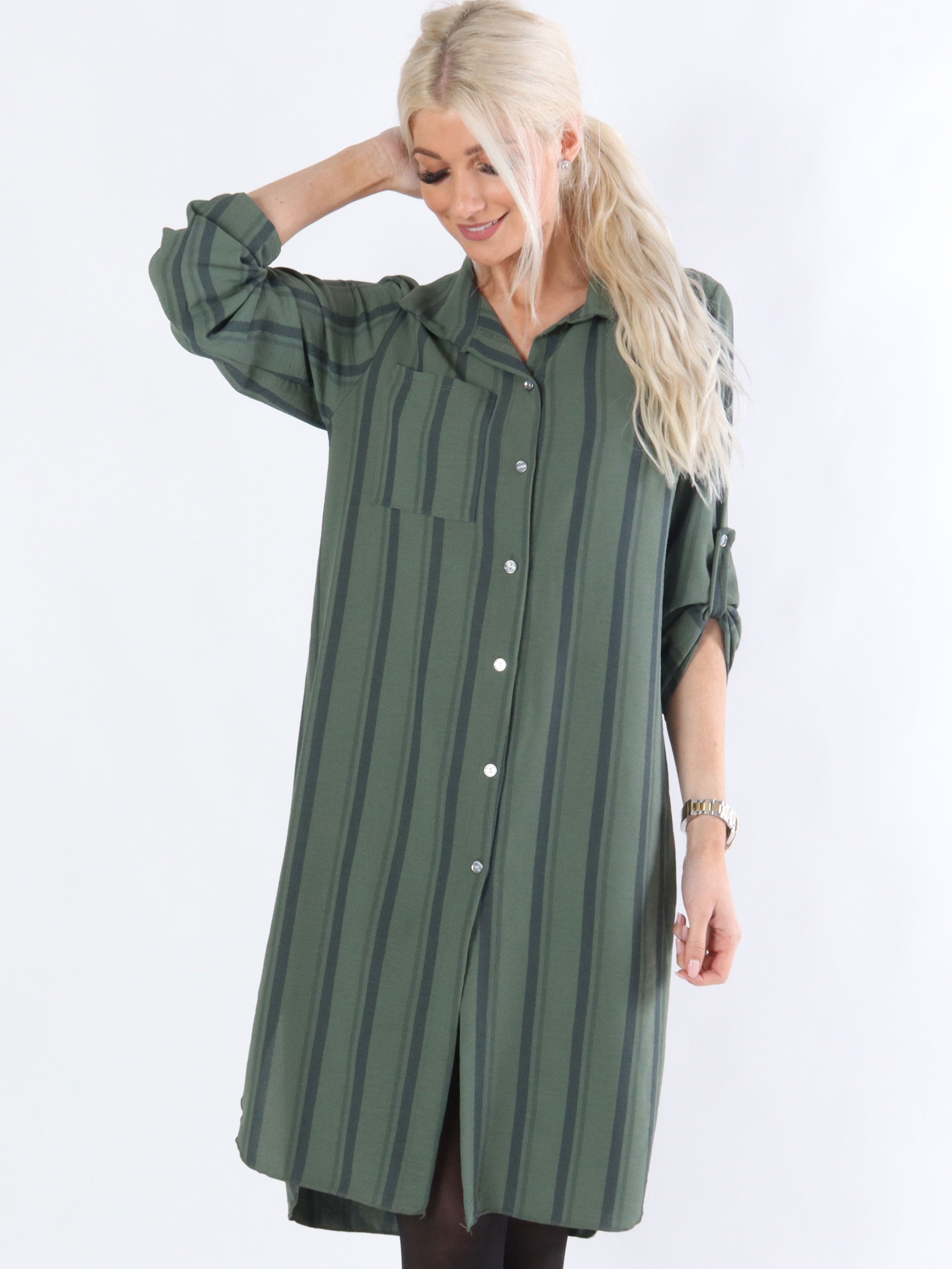 Yara - Armégrön randig skjorta